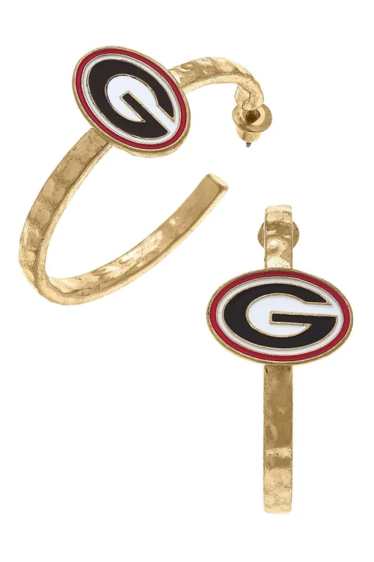 Georgia Bulldogs Enamel Logo Hoop Earrings sold by Canvas Style