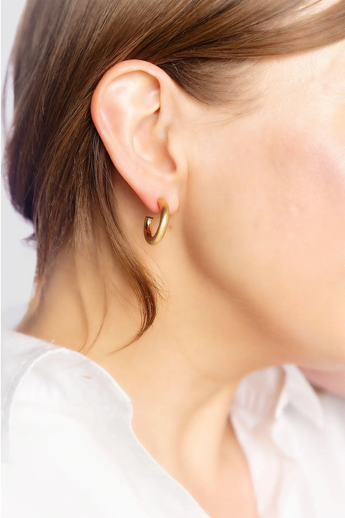 Célia Hoop Earrings in Satin Gold sold by Canvas Style product image thumbnail 2