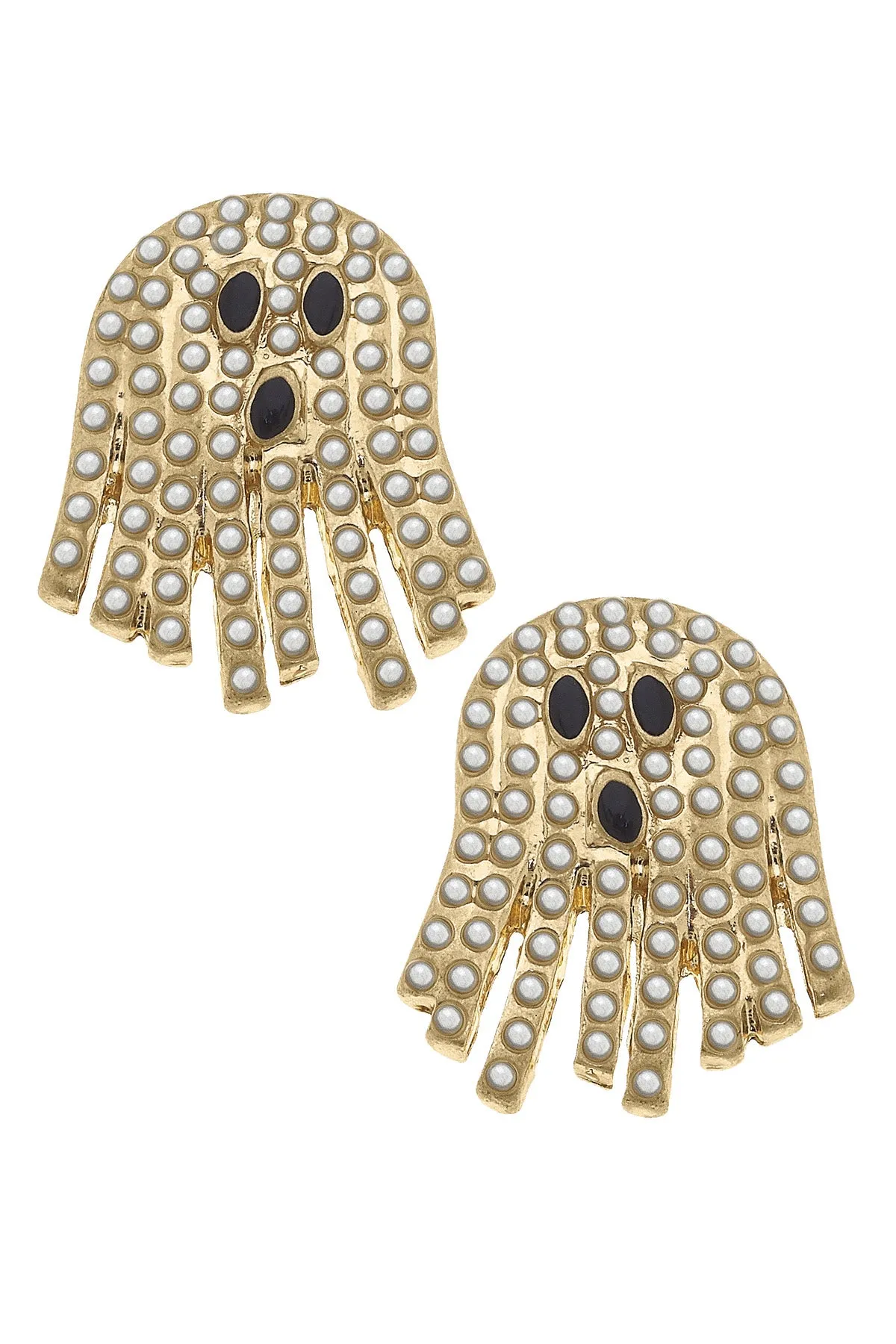 Halloween Ghost Pearl Studded Stud Earrings in Ivory sold by Canvas Style