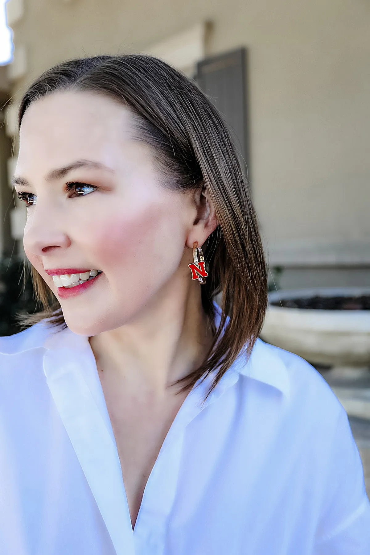 Nebraska Cornhuskers Enamel Logo Hoop Earrings - FINAL SALE sold by Canvas Style product image thumbnail 2