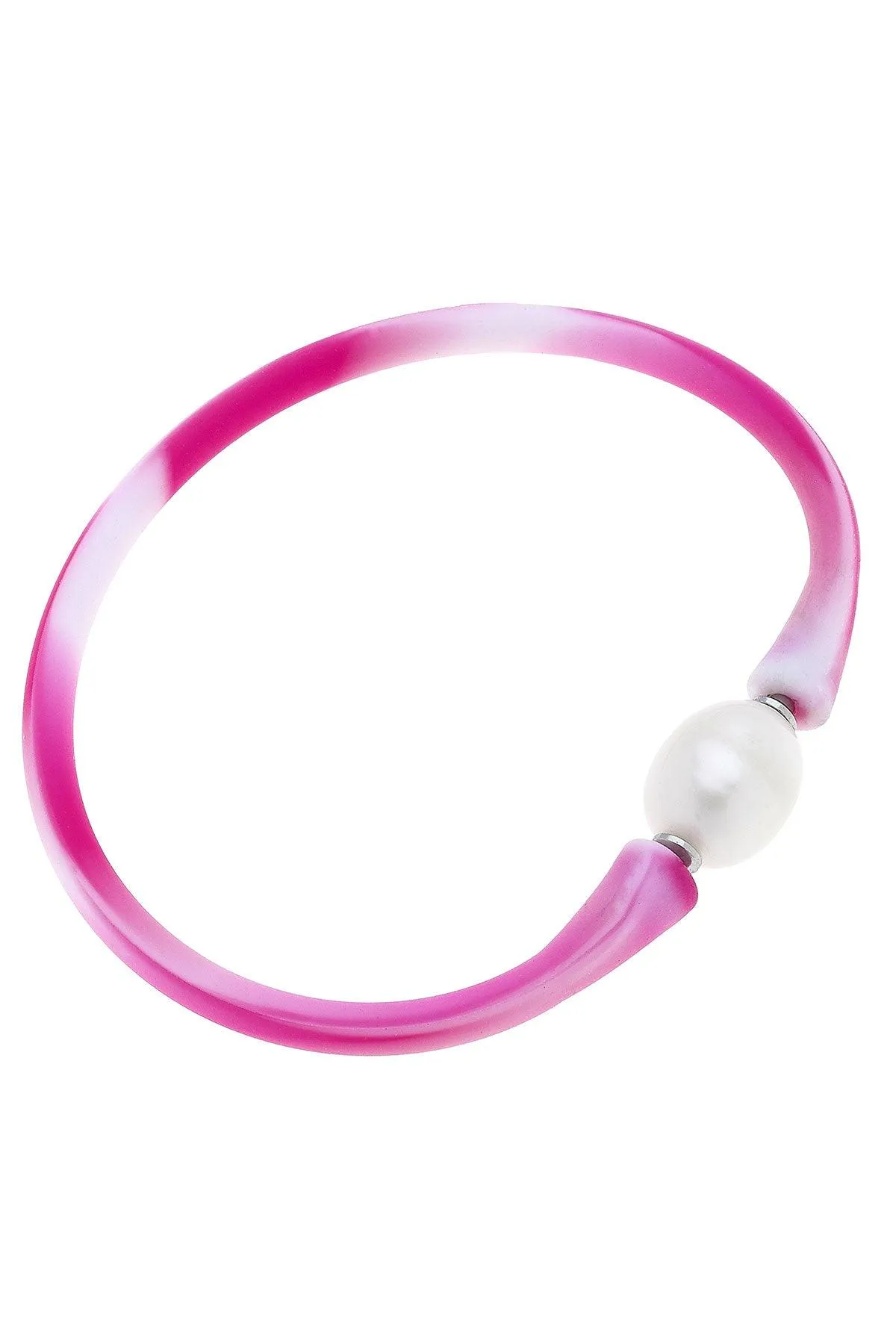 Bali Freshwater Pearl Silicone Bracelet in Tie Dye Pink - FINAL SALE sold by Canvas Style