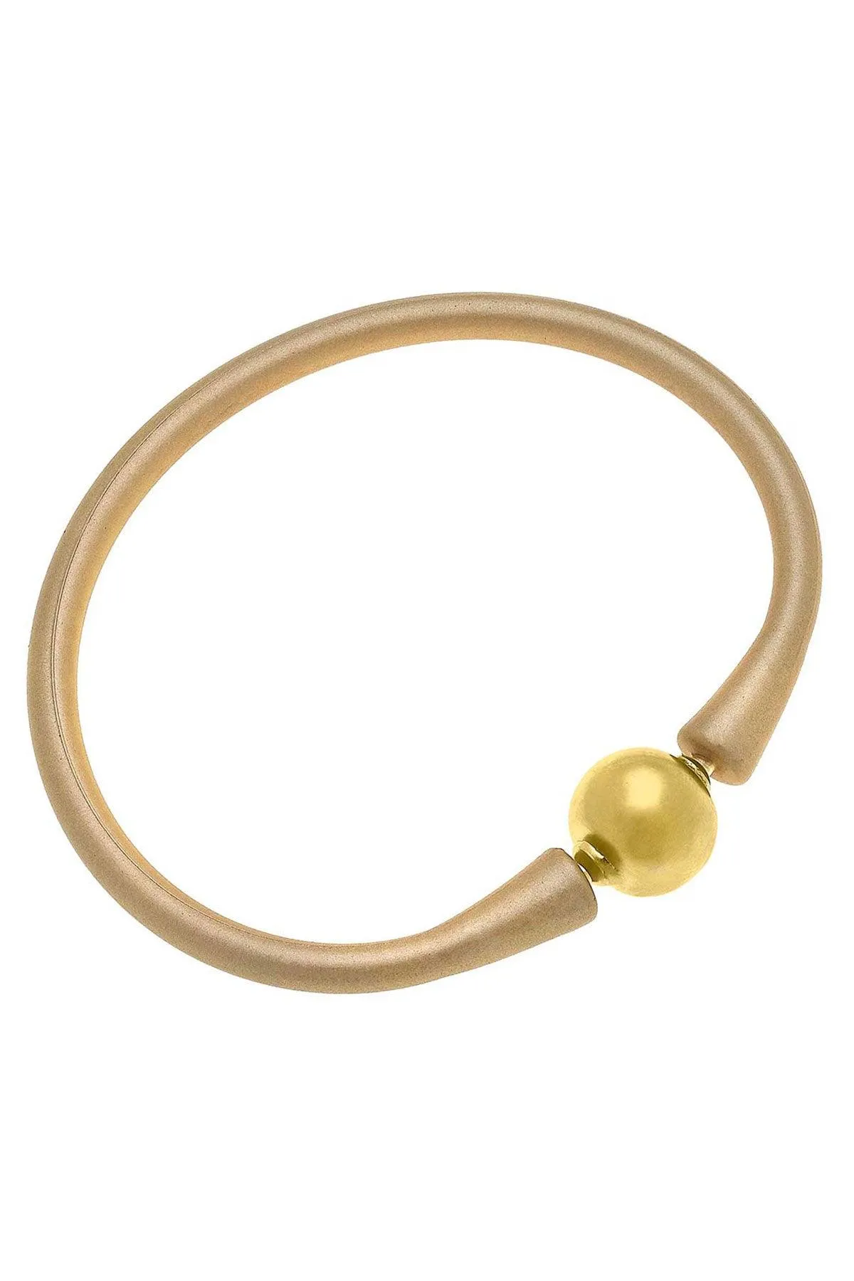 Bali 24K Gold Plated Ball Bead Silicone Bracelet in Metallic Gold - FINAL SALE sold by Canvas Style
