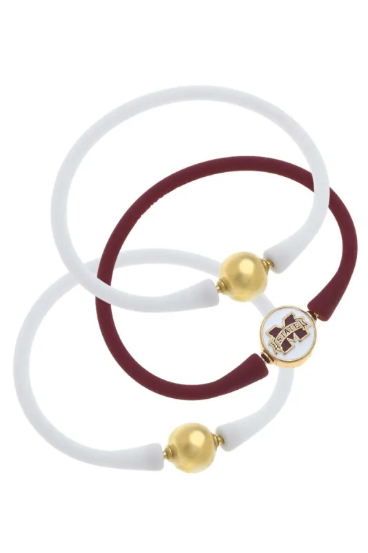 Mississippi State Bulldogs 24K Gold Plated Bali Bracelet Stack (Set of 3) sold by Canvas Style