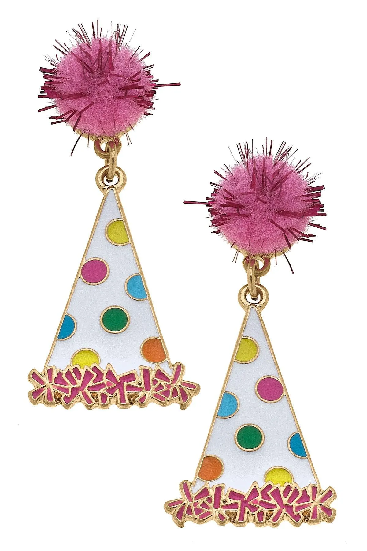 Polka Dotted Party Hat Enamel Earrings sold by Canvas Style