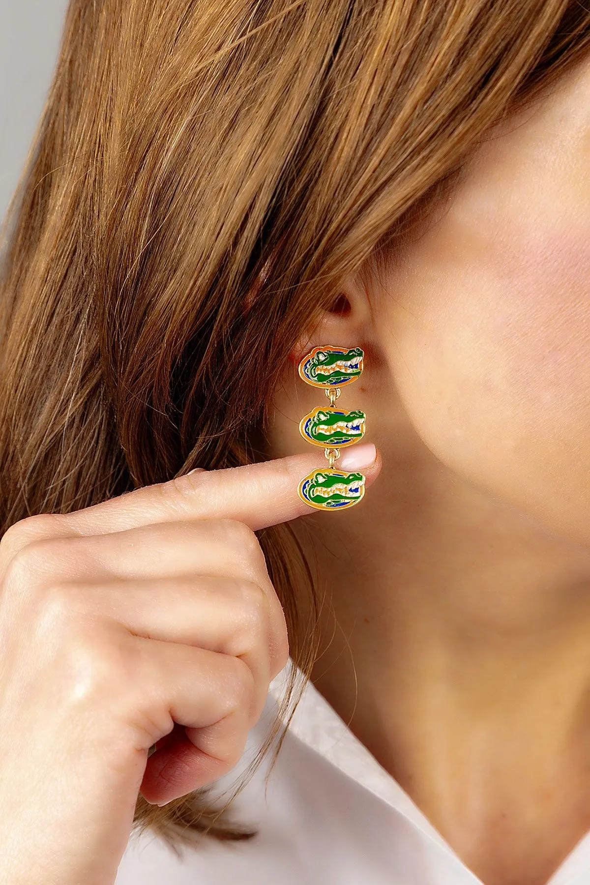 Florida Gators Triple Drop Enamel Earrings - FINAL SALE sold by Canvas Style product image thumbnail 3
