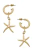 Starfish Drop Hoop Earrings in Worn Gold sold by Canvas Style