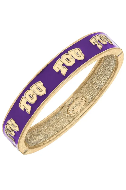 TCU Horned Frogs Enamel Logo Hinge Bangle sold by Canvas Style