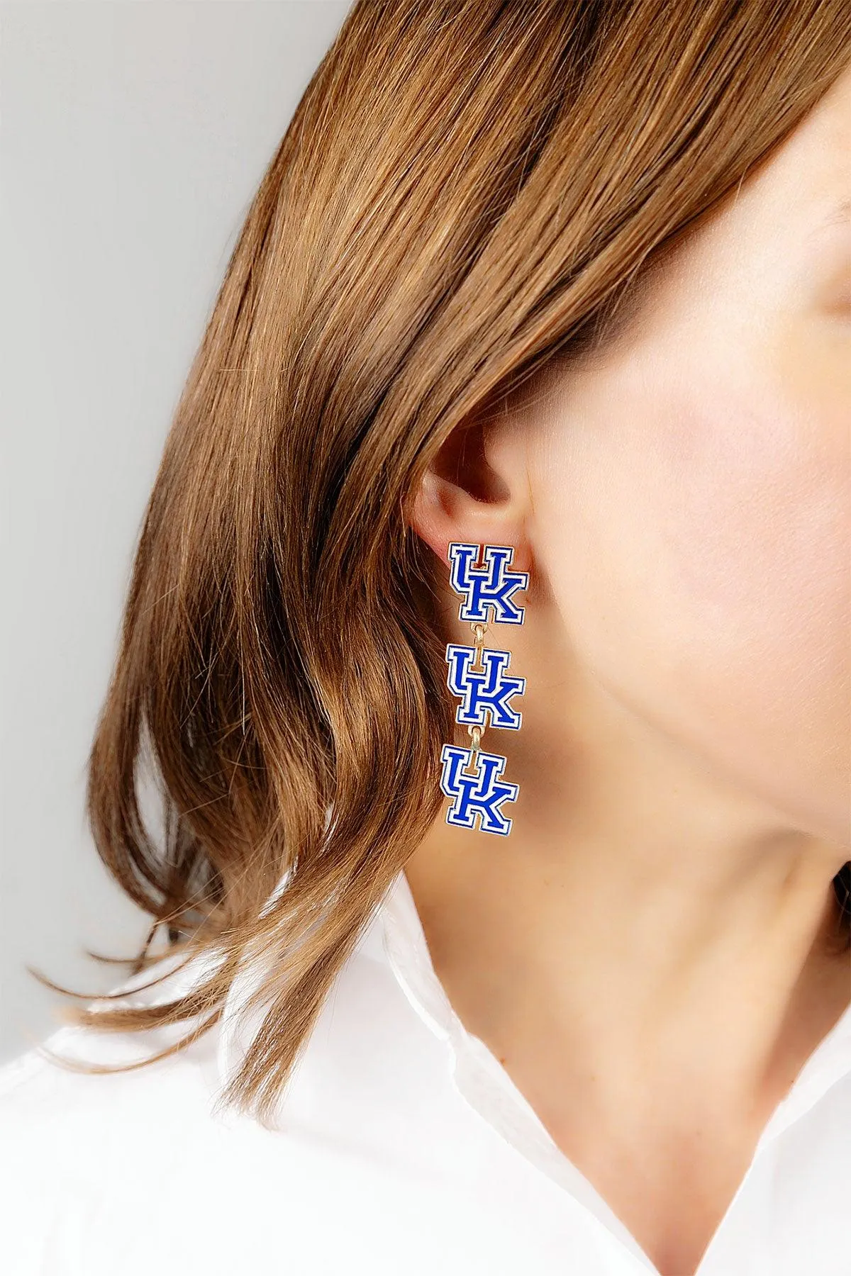 Kentucky Wildcats Triple Drop Enamel Earrings - FINAL SALE sold by Canvas Style product image thumbnail 2