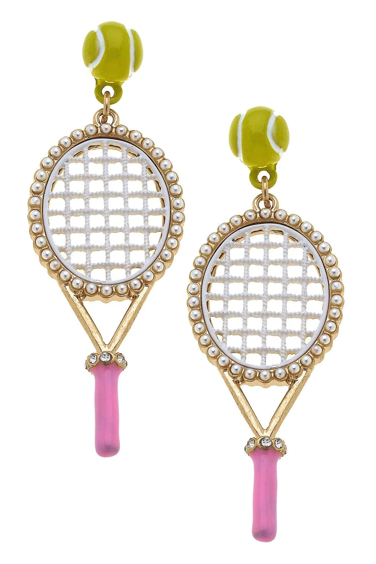 Teddy Enamel Tennis Racket Earrings sold by Canvas Style