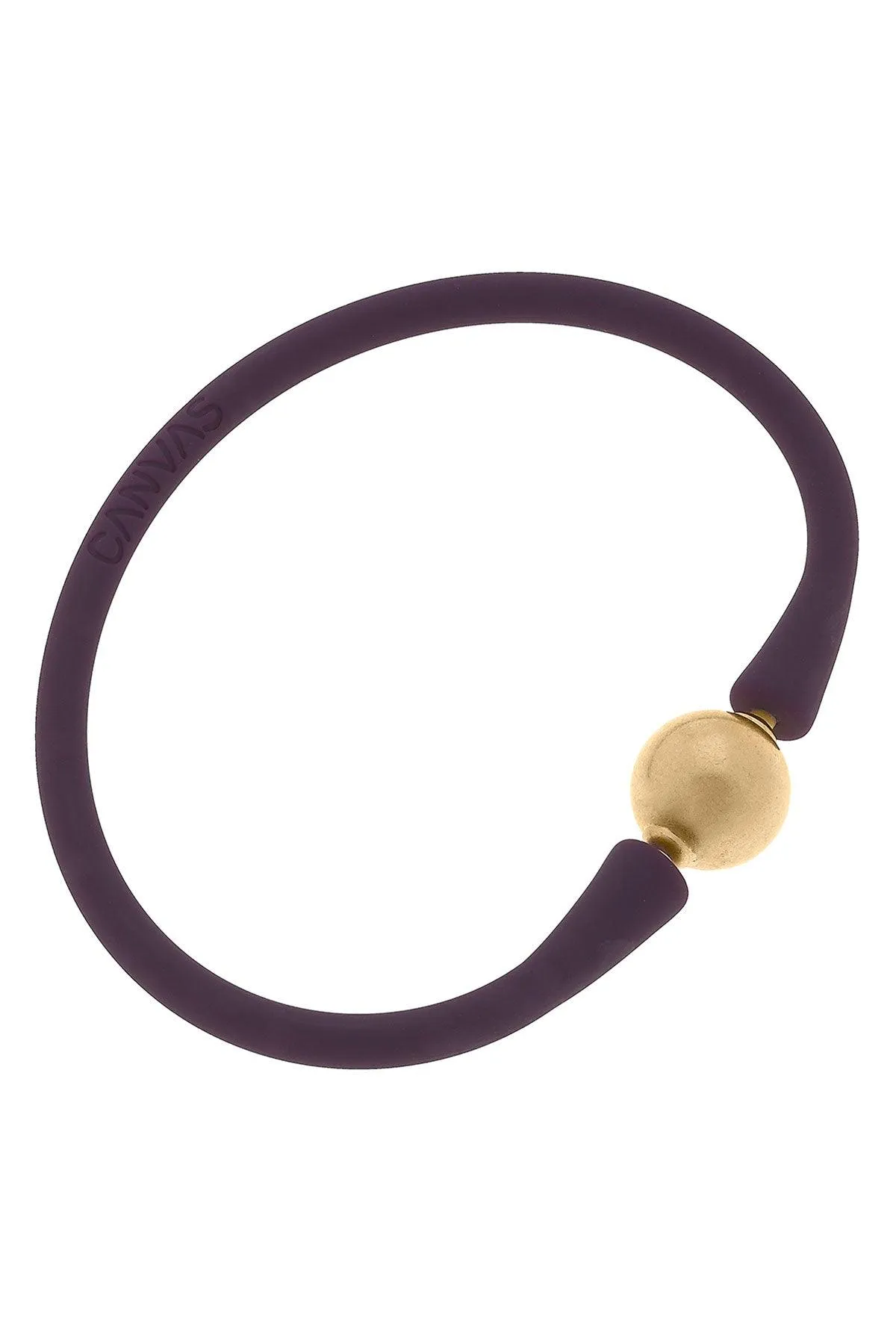 Bali 24K Gold Plated Ball Bead Silicone Bracelet in Plum - FINAL SALE sold by Canvas Style