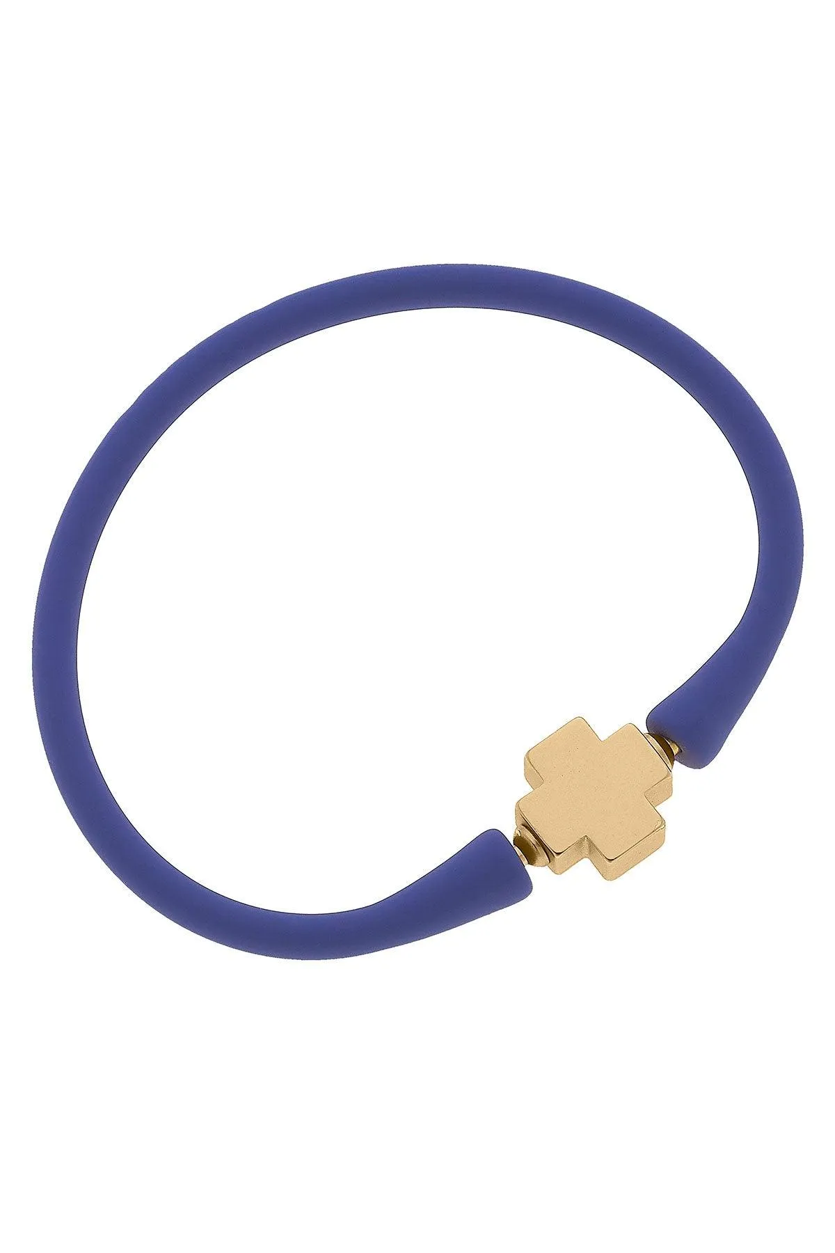 Bali 24K Gold Plated Cross Bead Silicone Bracelet in Periwinkle - FINAL SALE sold by Canvas Style