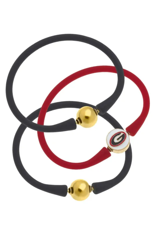 Georgia Bulldogs 24K Gold Plated Bali Bracelet Stack (Set of 3) sold by Canvas Style