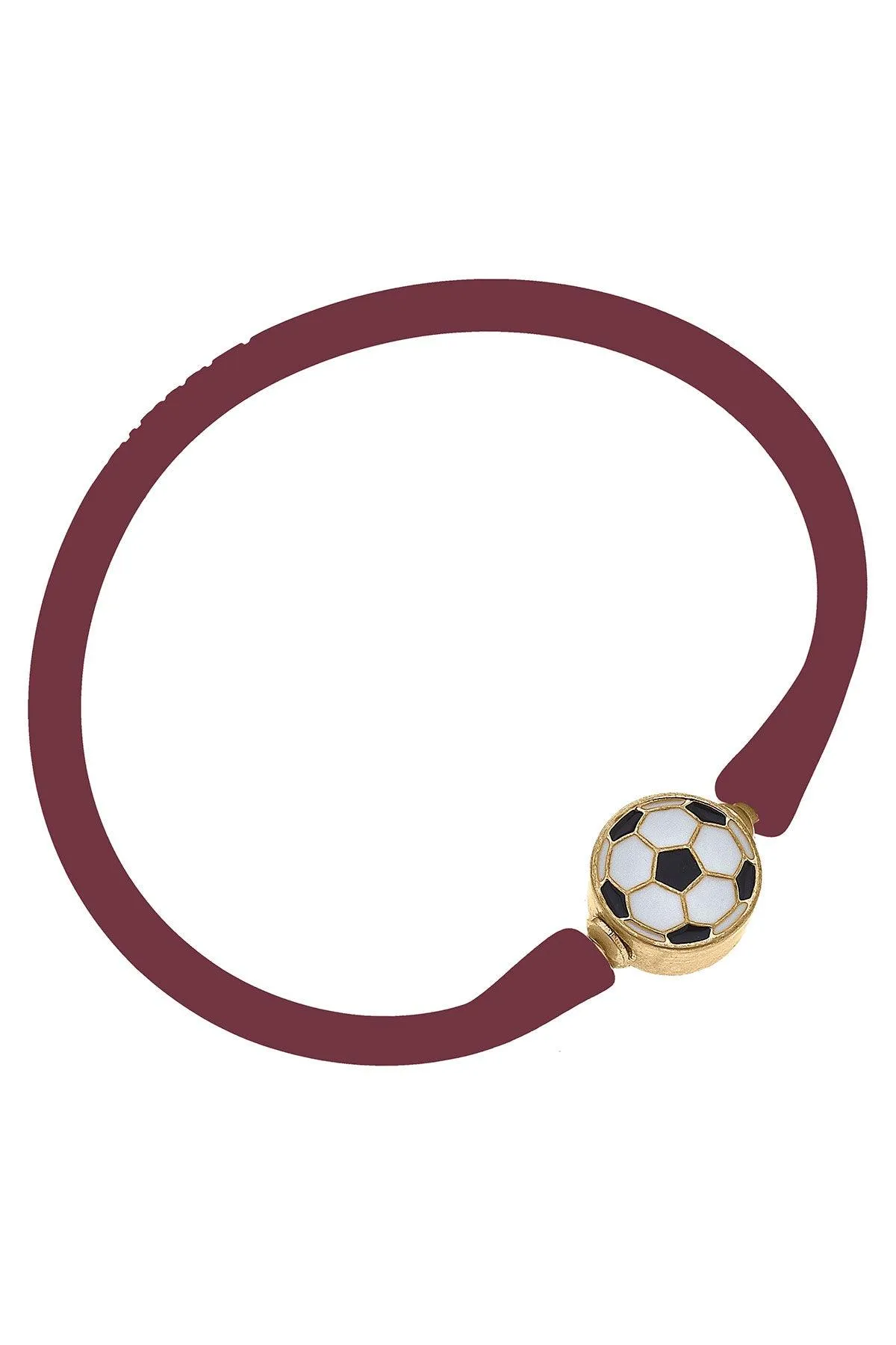 Enamel Soccer Ball Silicone Bali Bracelet in Burgundy - FINAL SALE sold by Canvas Style