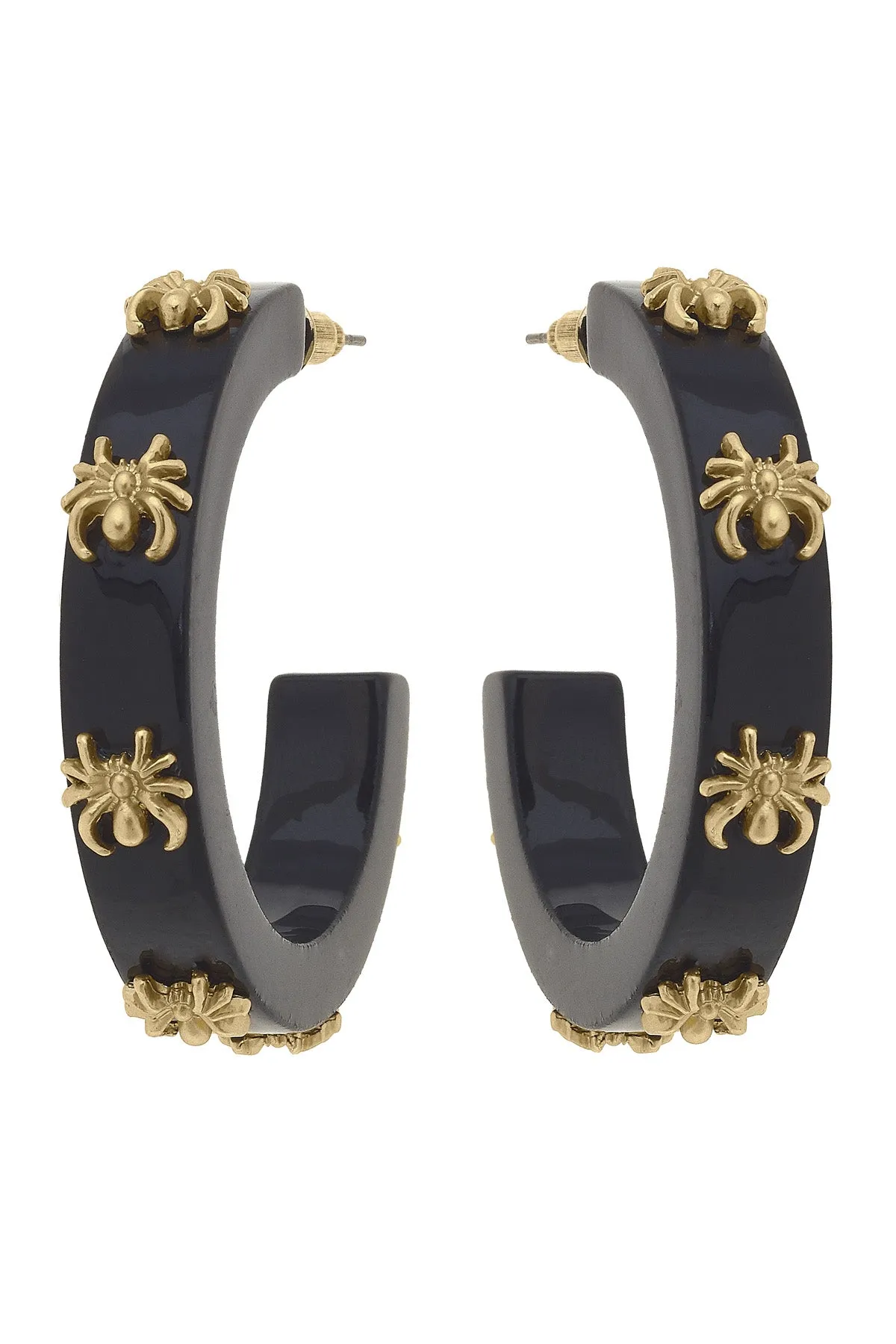 Spider Resin Hoop Earrings in Black - FINAL SALE sold by Canvas Style
