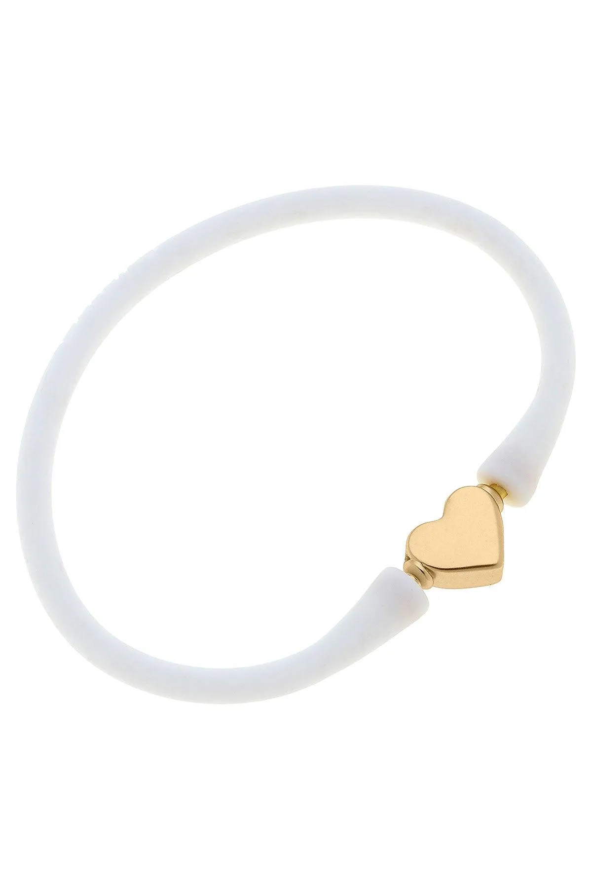 Bali Heart Bead Silicone Bracelet in White - FINAL SALE sold by Canvas Style