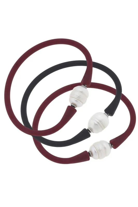 Bali Game Day Bracelet Set of 3 in Maroon & Black - FINAL SALE sold by Canvas Style