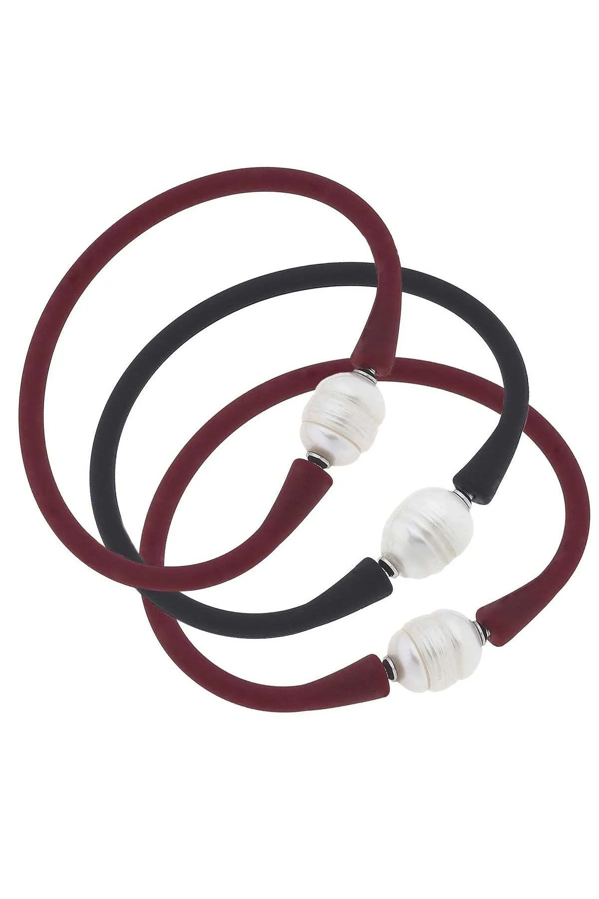 Bali Game Day Bracelet Set of 3 in Maroon & Black - FINAL SALE sold by Canvas Style