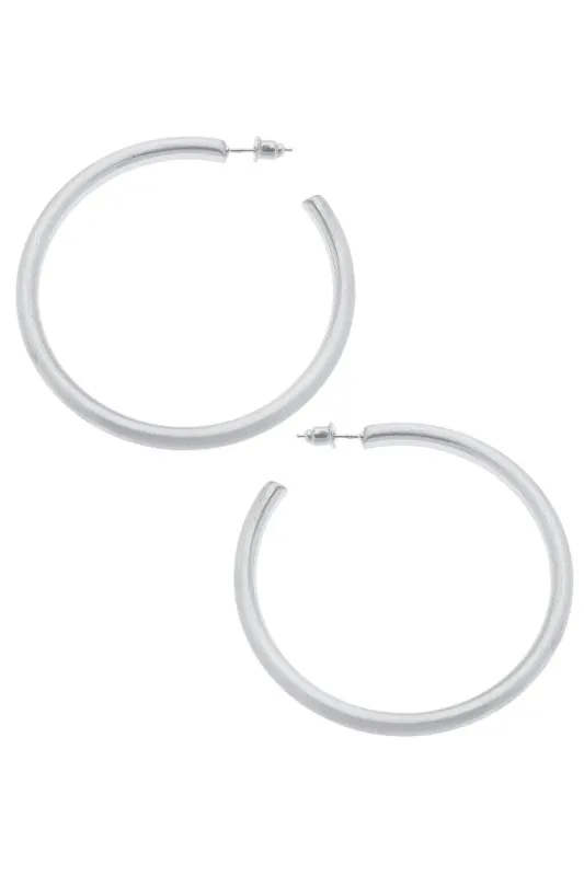 Ivy Hoop Earrings in Satin Silver sold by Canvas Style