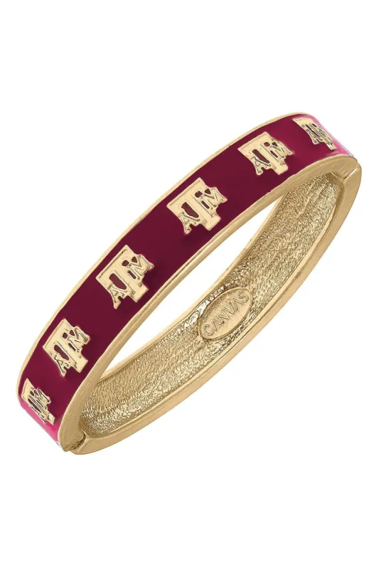 Texas A&M Aggies Enamel Logo Hinge Bangle sold by Canvas Style