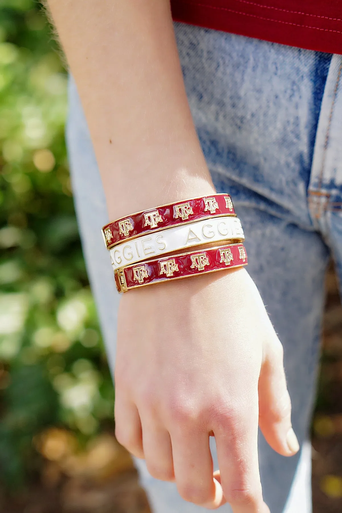 Texas A&M Aggies Enamel Logo Hinge Bangle sold by Canvas Style product image thumbnail 2