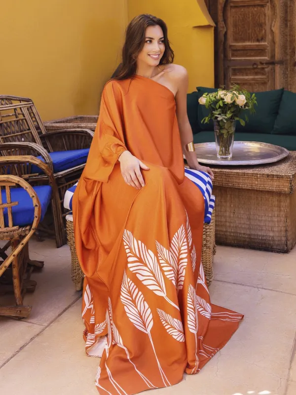 Satu Dress - Palms Orange sold by Diarrablu