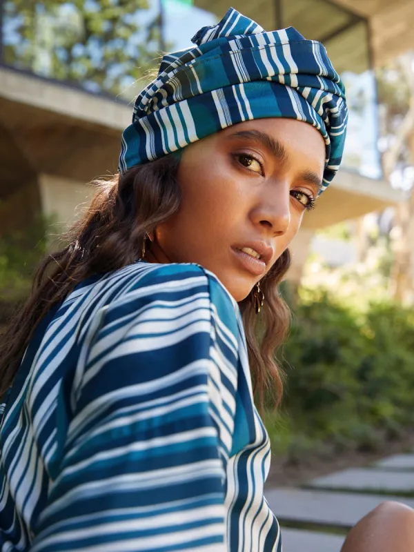 Moussor Headwrap - Rayas Blu sold by Diarrablu