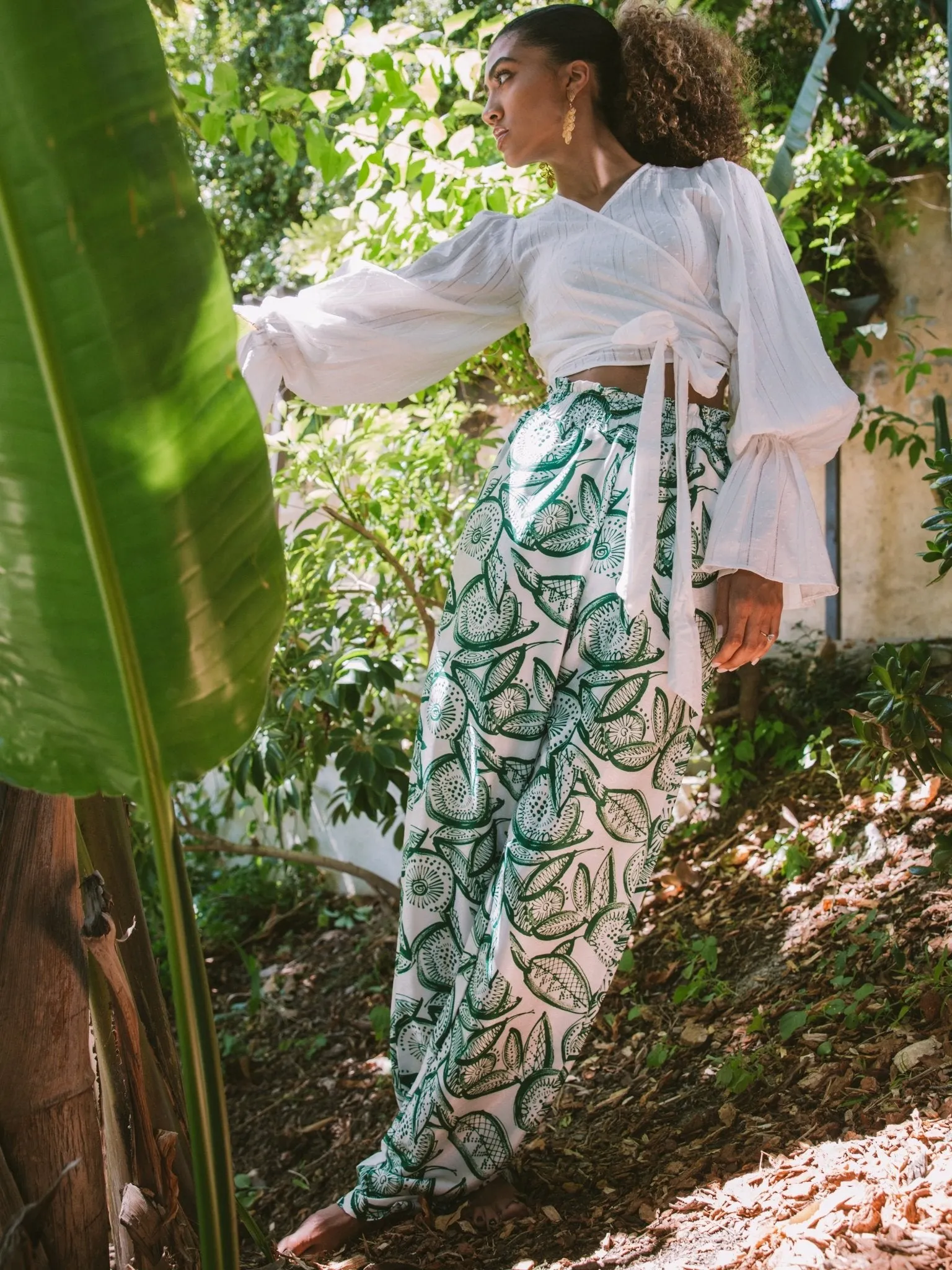 Leer Pants - Flora Green sold by Diarrablu