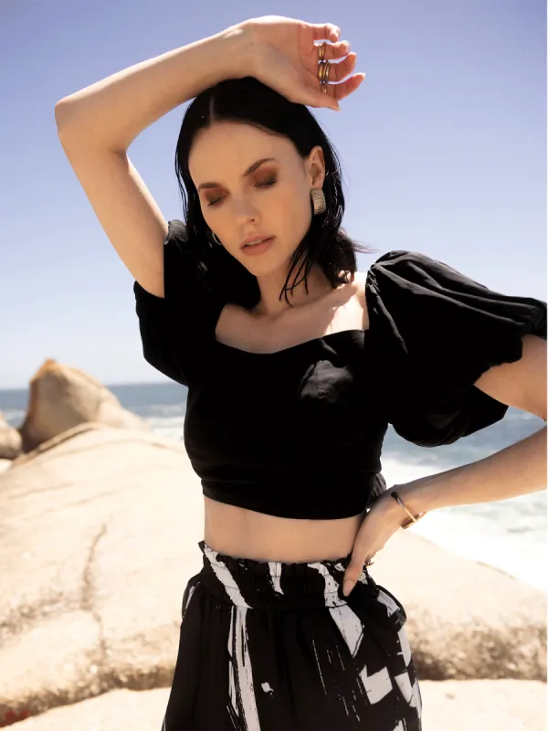 Sustainable Zany Top - Solid Noir sold by Diarrablu