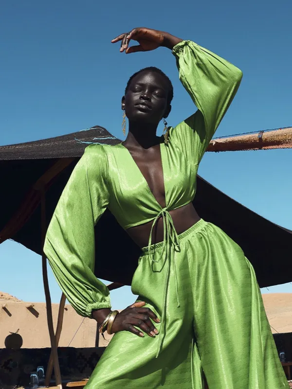 Lama Top - Palms Vert sold by Diarrablu