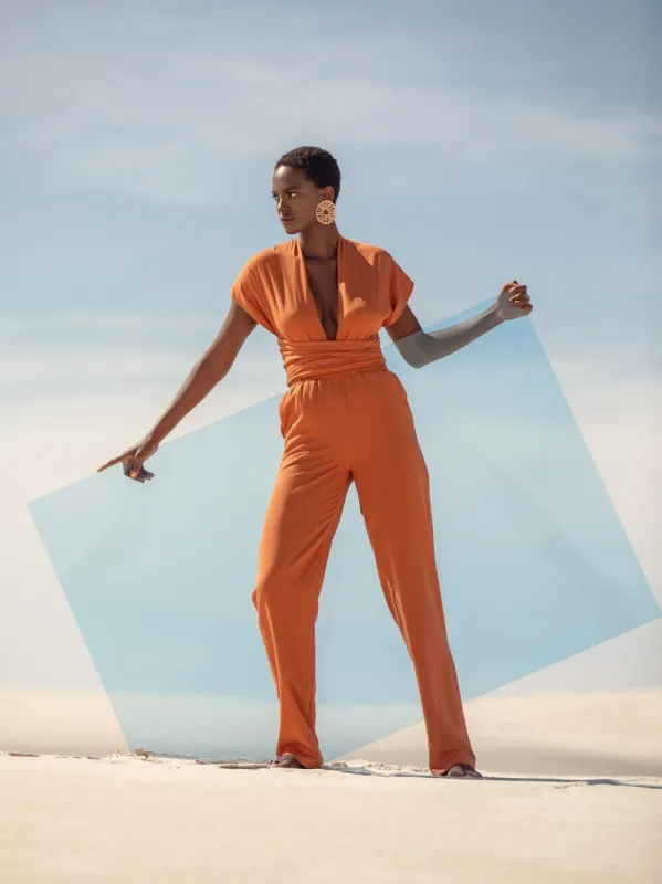 Sustainable UMY Jumpsuit - Solid Rust sold by Diarrablu