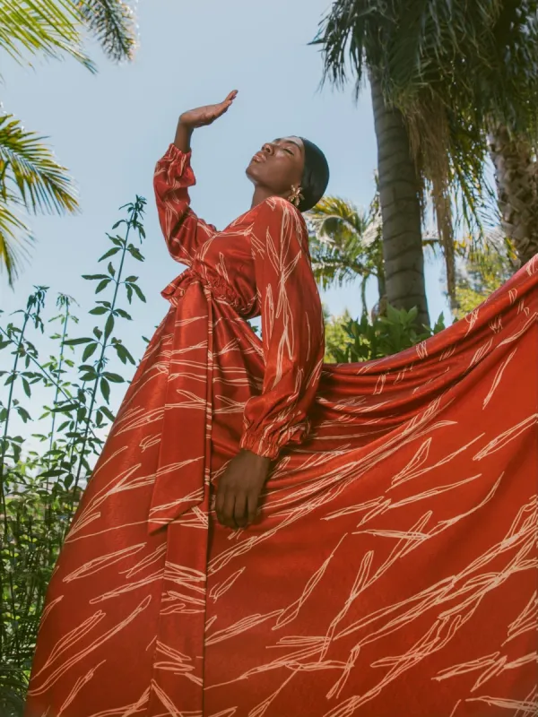 Marieme Dress - Scribble Rust sold by Diarrablu