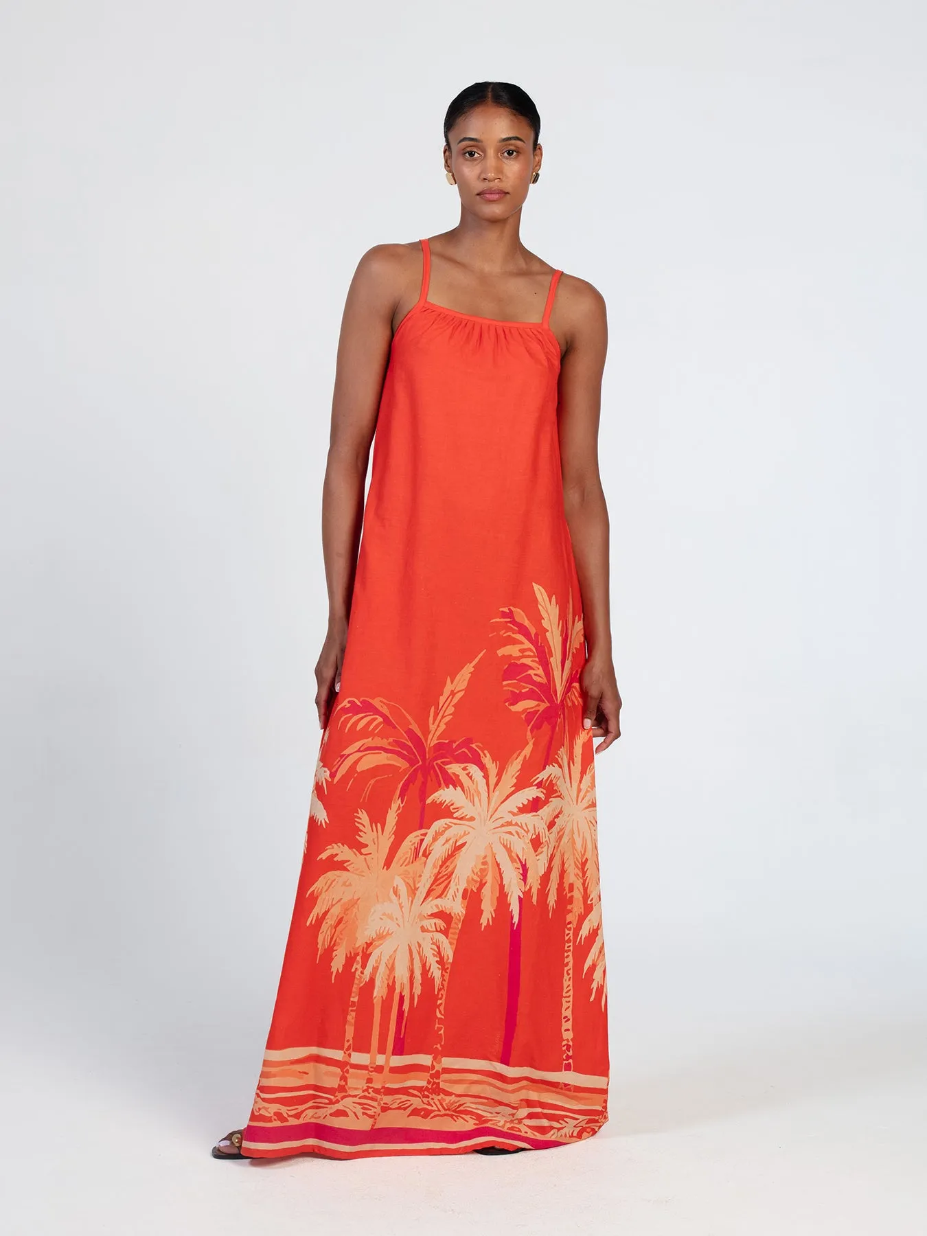 Printed Linen Sol Dress - Coco Terracota sold by Diarrablu product image thumbnail 3