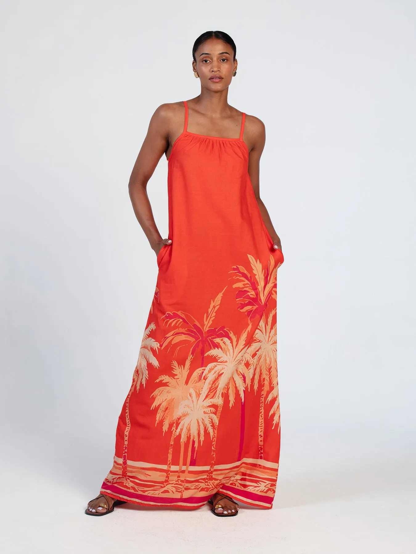 Printed Linen Sol Dress - Coco Terracota sold by Diarrablu product image thumbnail 5