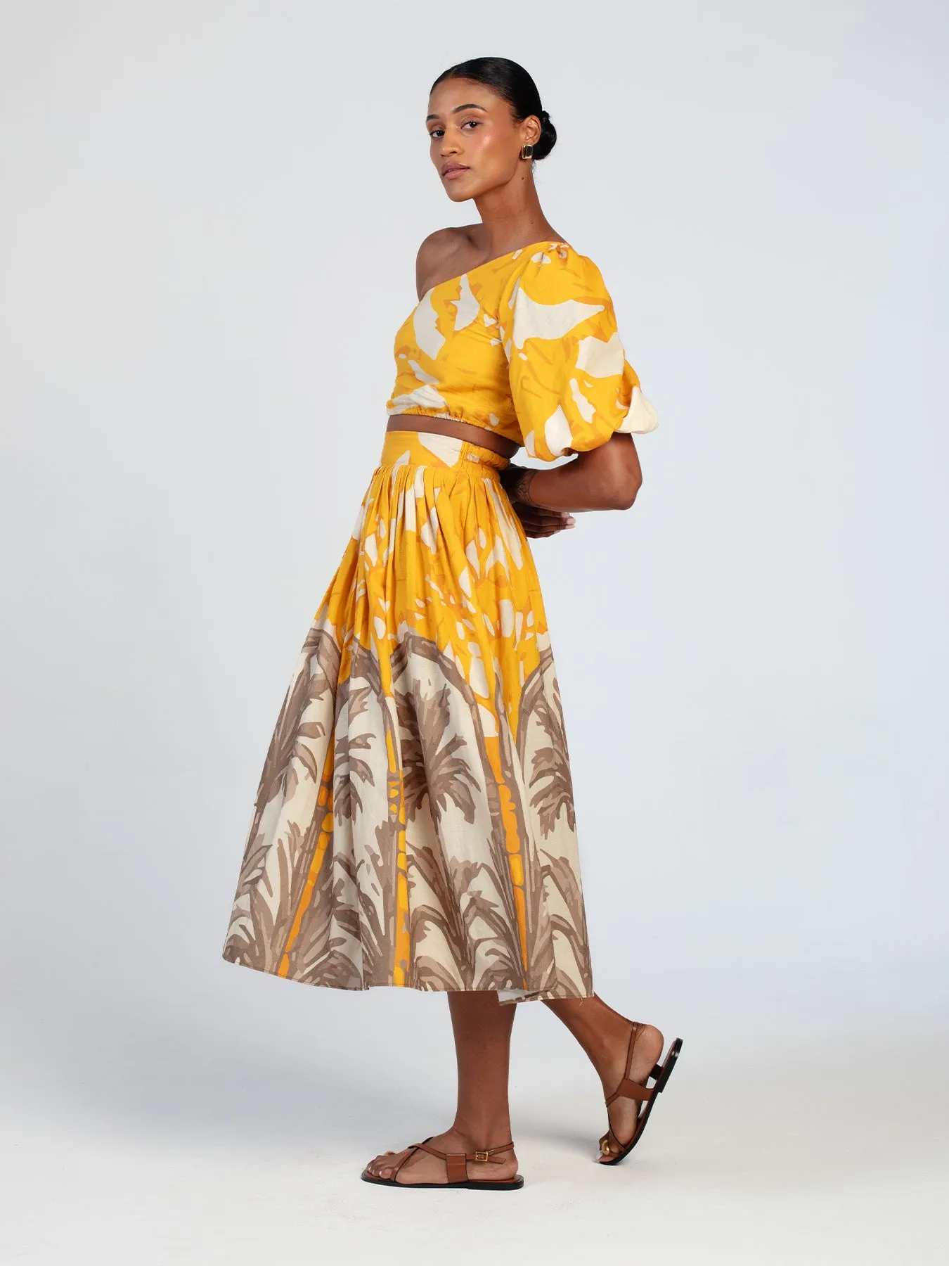 Printed Linen Taz Skirt - Avena Mustard sold by Diarrablu product image thumbnail 5