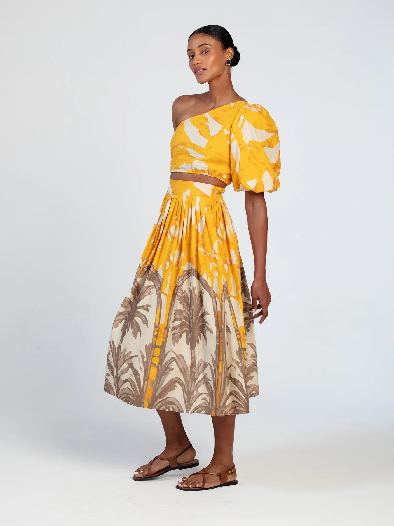 Printed Linen Taz Skirt - Avena Mustard sold by Diarrablu product image thumbnail 4