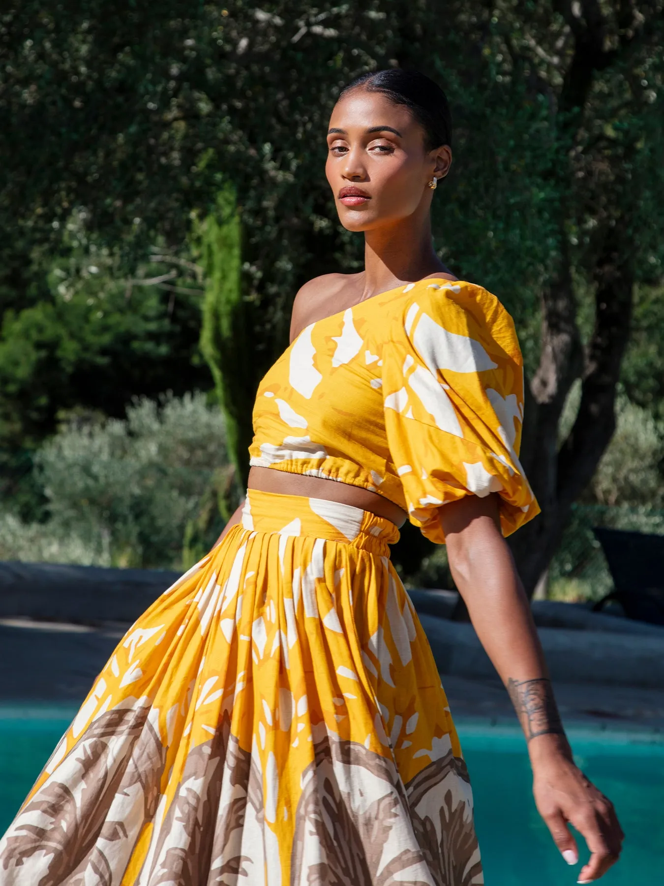 Printed Linen Taz Skirt - Avena Mustard sold by Diarrablu product image thumbnail 3