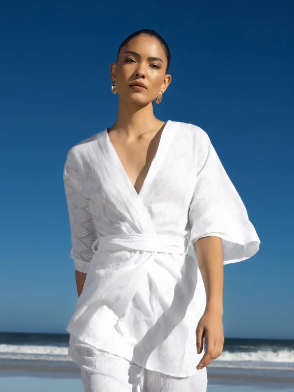 Cabana Cotton Kimono – Ondas Blanc made by Diarrablu