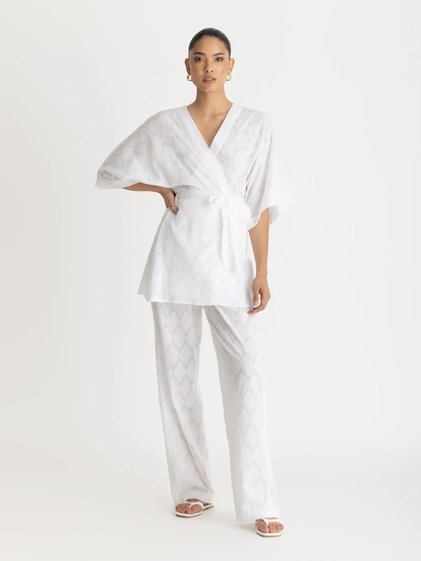 Leer Cotton Pants - Ondas Blanc sold by Diarrablu product image thumbnail 4