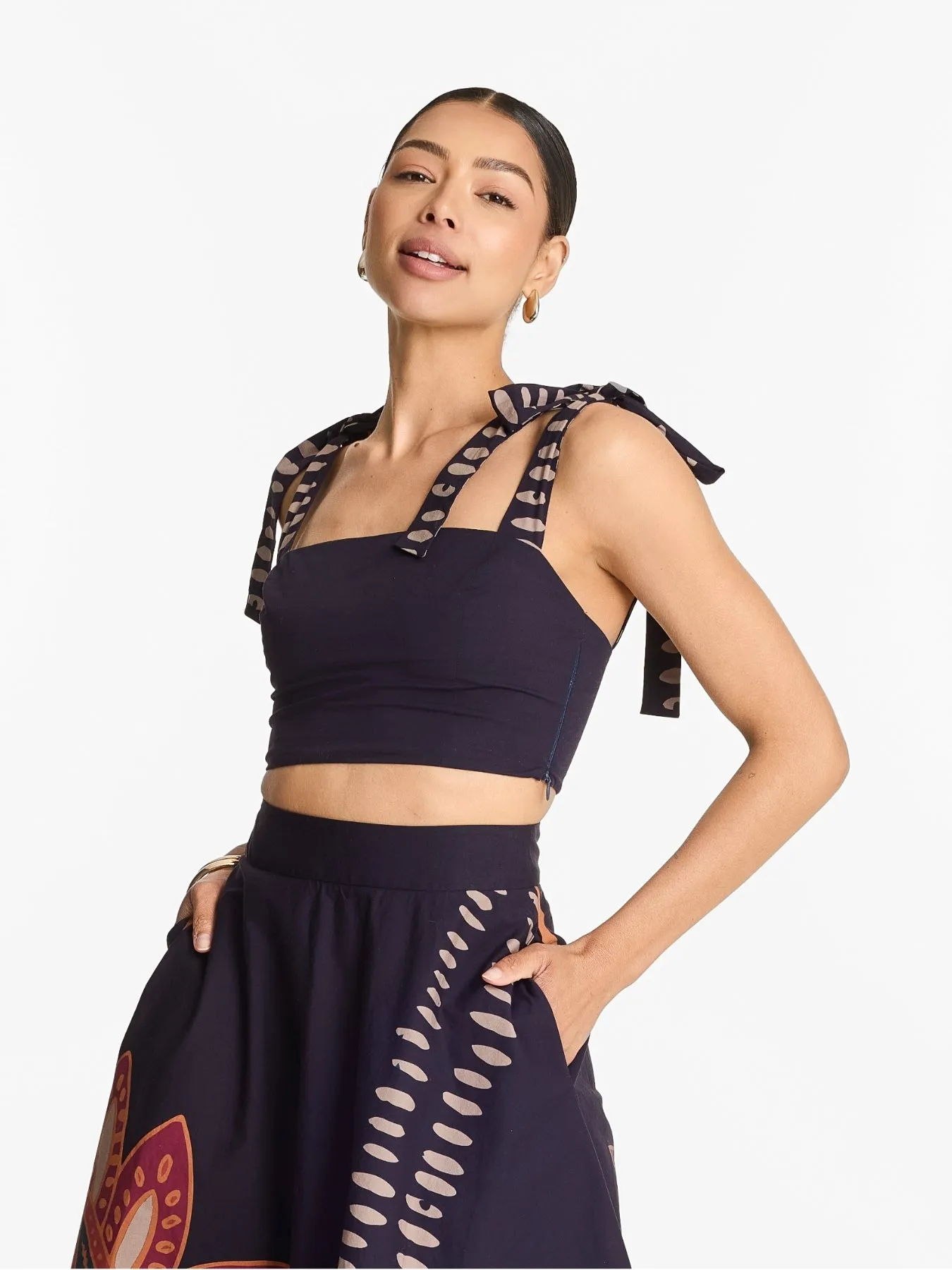 Printed Cotton Poplin Uly Top - Razu Navy sold by Diarrablu product image thumbnail 4