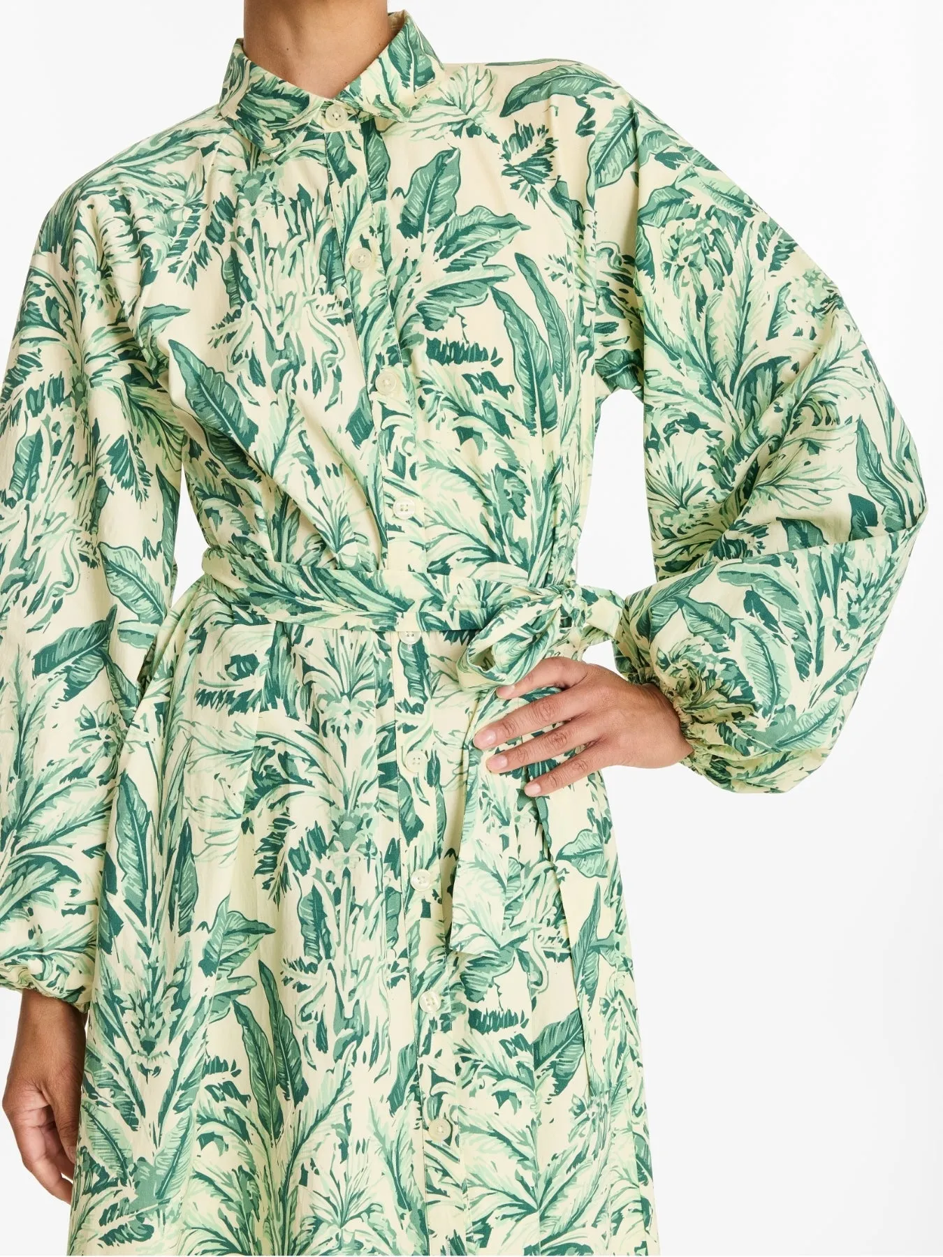 Printed Cotton Poplin Naja Midi Dress - Toile Olive sold by Diarrablu product image thumbnail 4