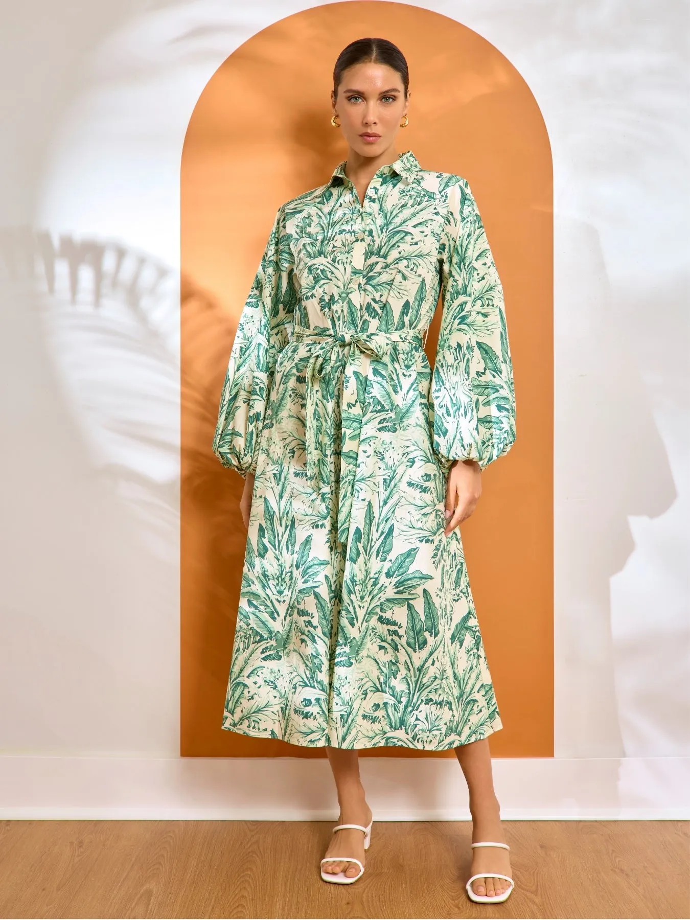 Printed Cotton Poplin Naja Midi Dress - Toile Olive sold by Diarrablu