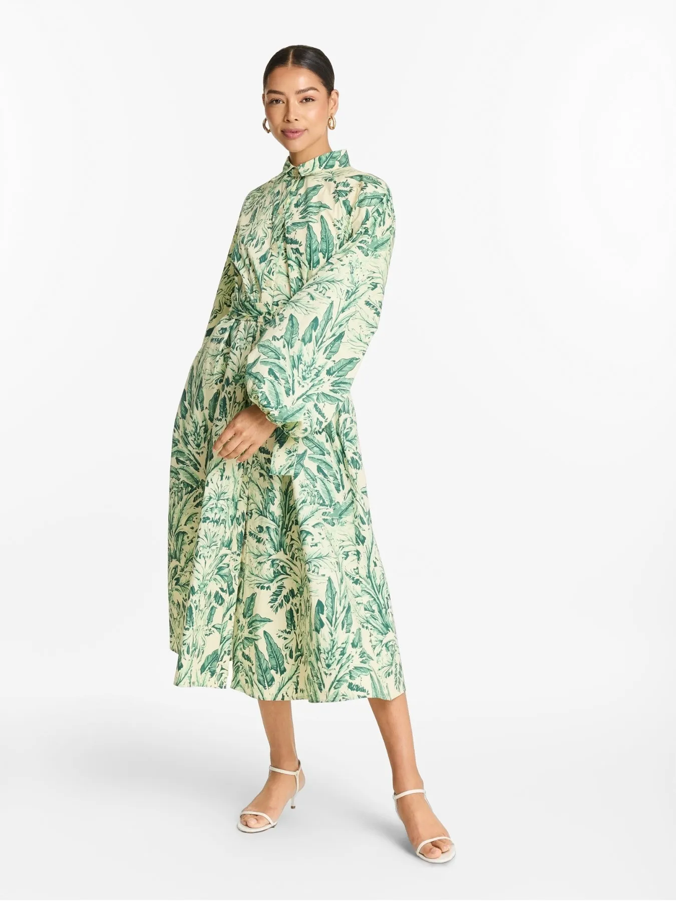 Printed Cotton Poplin Naja Midi Dress - Toile Olive sold by Diarrablu product image thumbnail 5