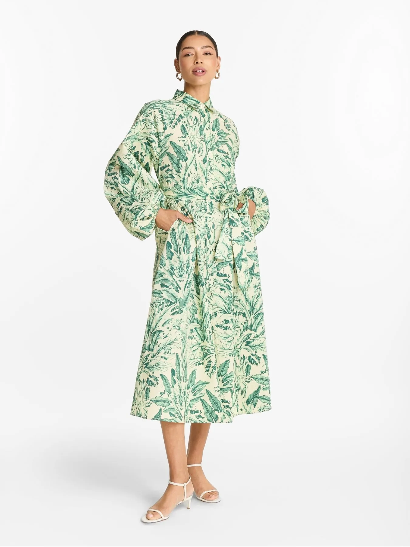 Printed Cotton Poplin Naja Midi Dress - Toile Olive sold by Diarrablu product image thumbnail 3