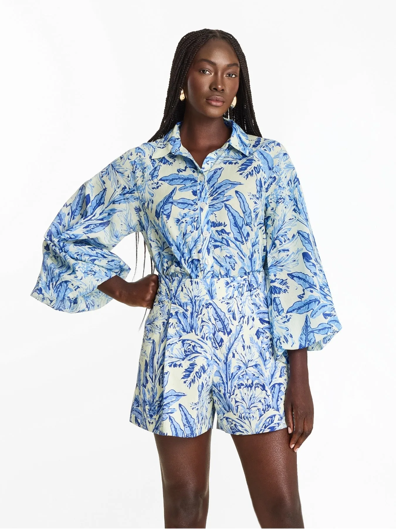 Printed Cotton Voile Nora Shirt - Toile Blu sold by Diarrablu