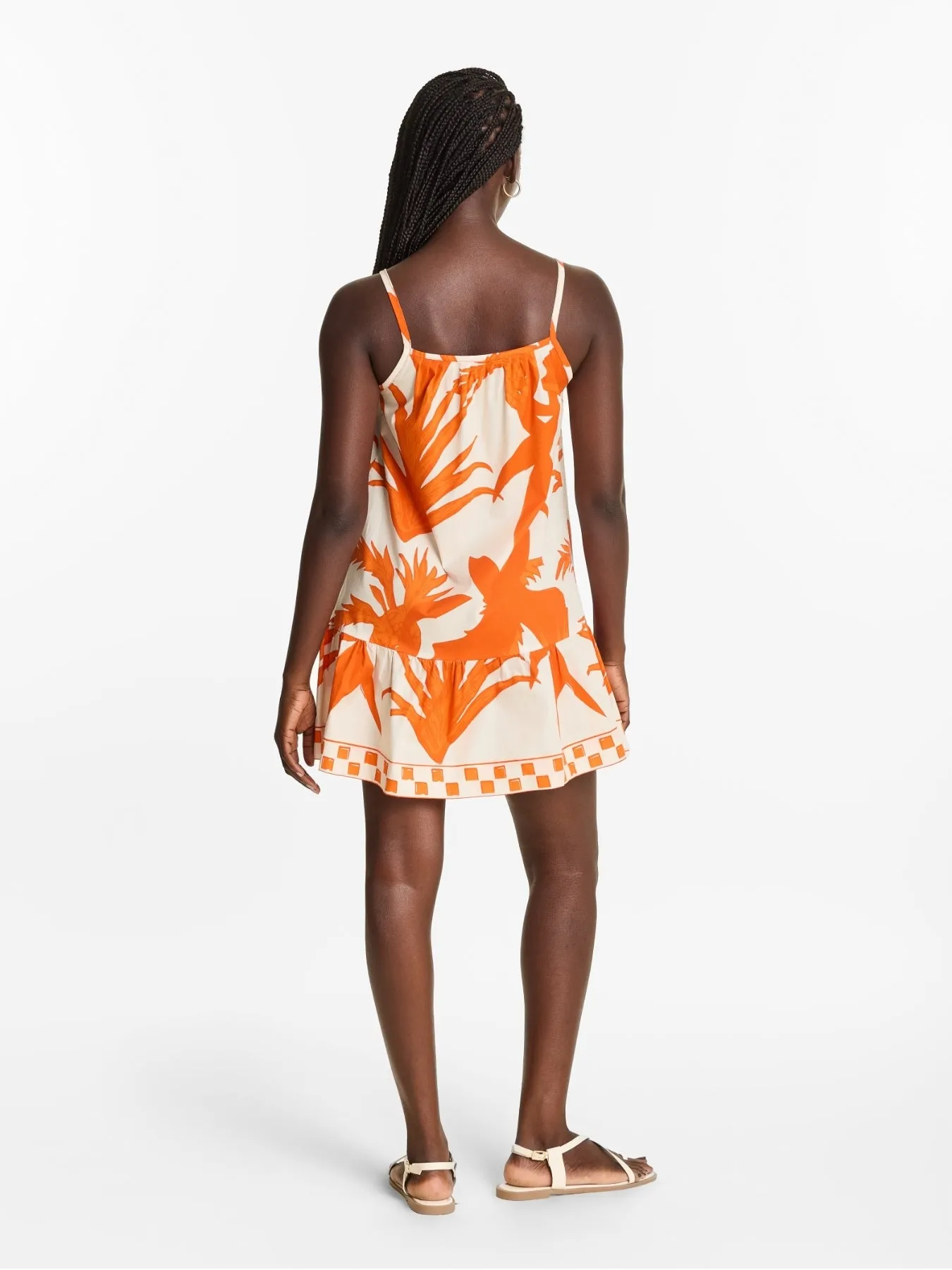 Printed Cotton Poplin Mini Fari Dress - Tiki Orange sold by Diarrablu product image thumbnail 5