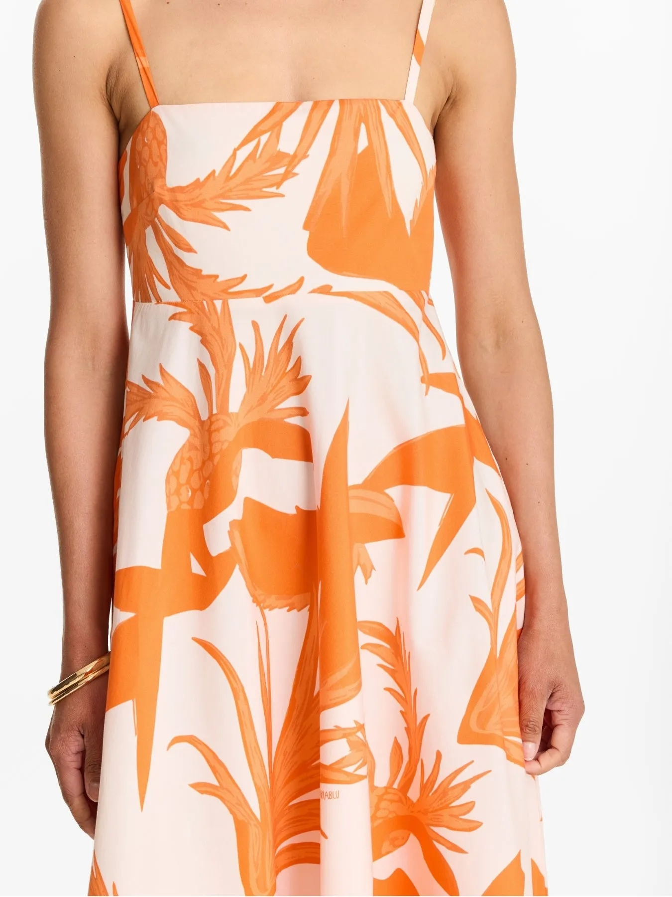 Printed Cotton Poplin Oria Dress - Tiki Orange sold by Diarrablu product image thumbnail 4