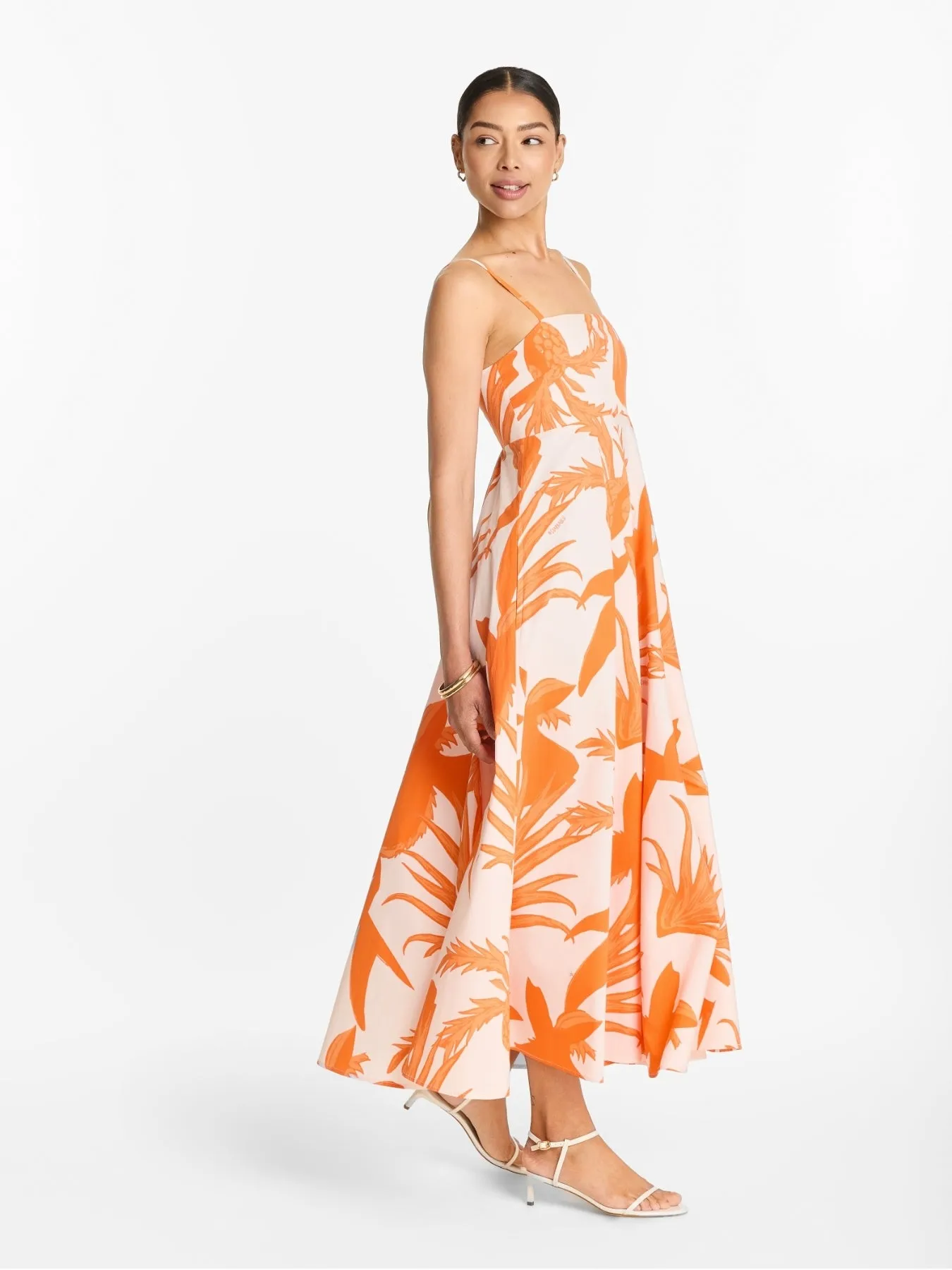 Printed Cotton Poplin Oria Dress - Tiki Orange sold by Diarrablu product image thumbnail 5