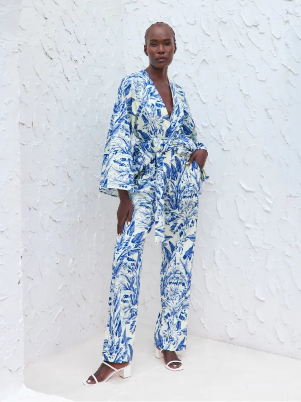 Printed Cotton Poplin Leer Pants - Toile Blu sold by Diarrablu