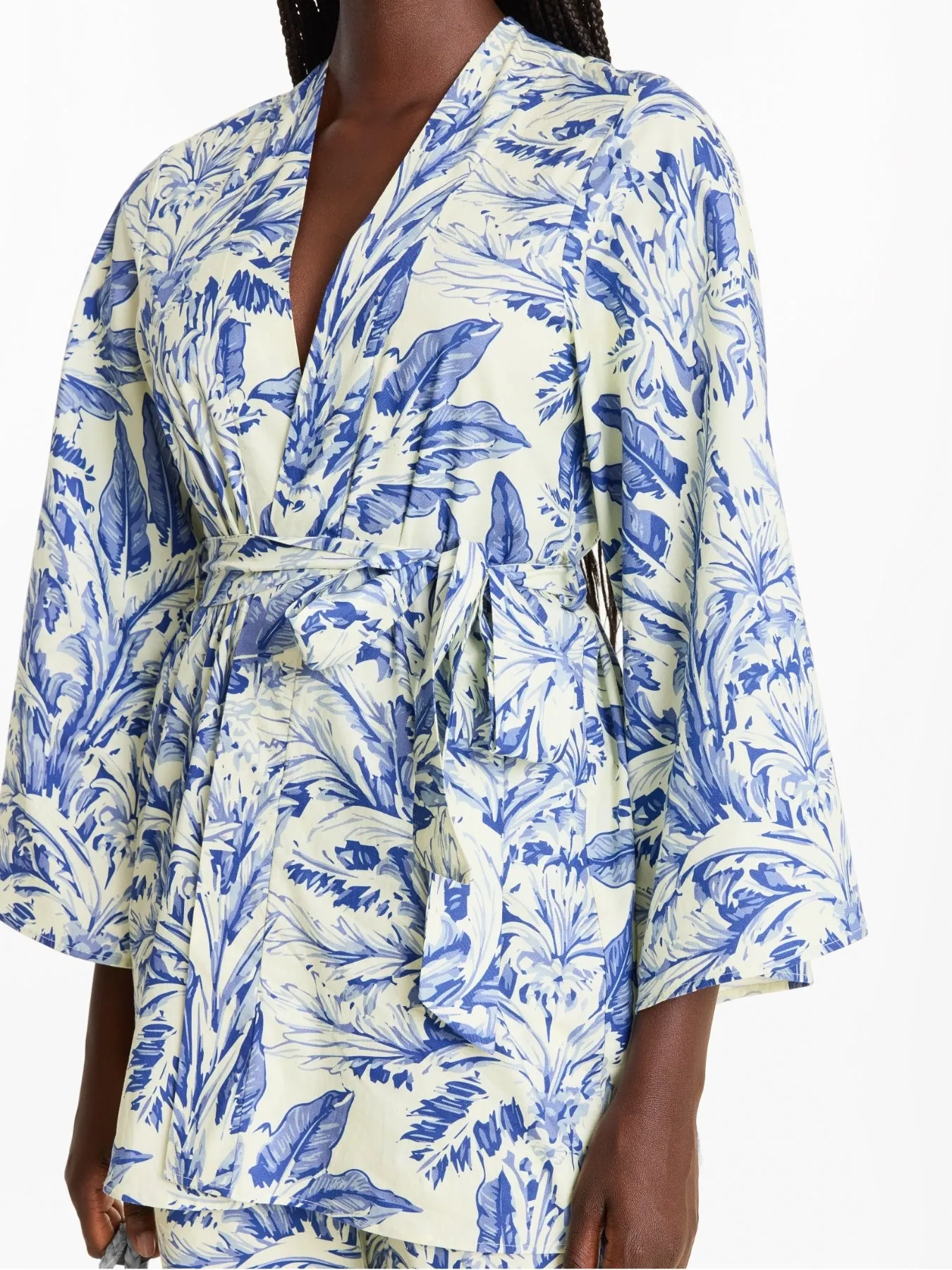 Printed Cotton Poplin Mini Kimono - Toile Blu sold by Diarrablu product image thumbnail 4