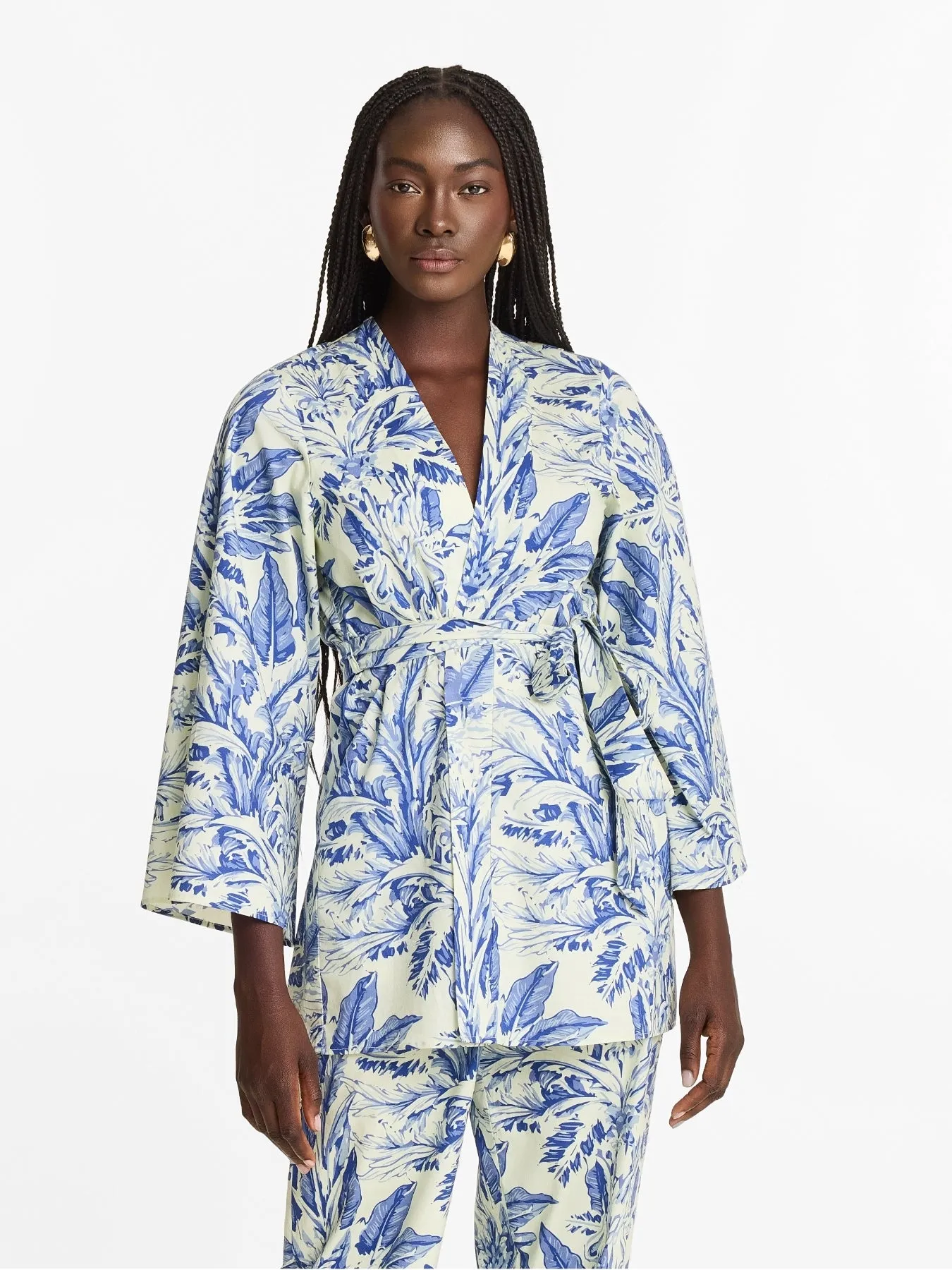 Printed Cotton Poplin Mini Kimono - Toile Blu sold by Diarrablu product image thumbnail 3